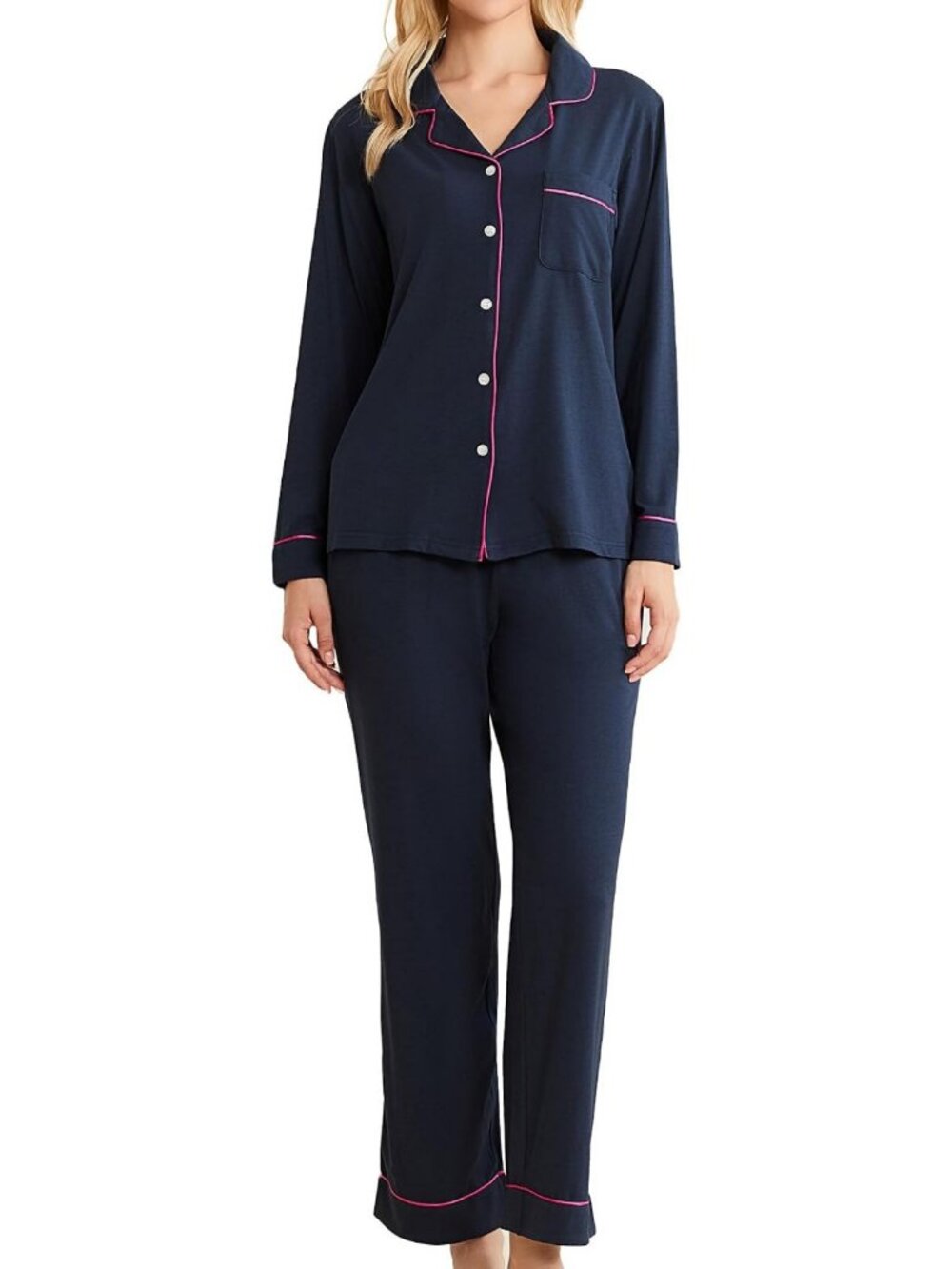 Cozy Cotton Pajama Set for Women | Long Sleeve Lounge Wear with Pockets